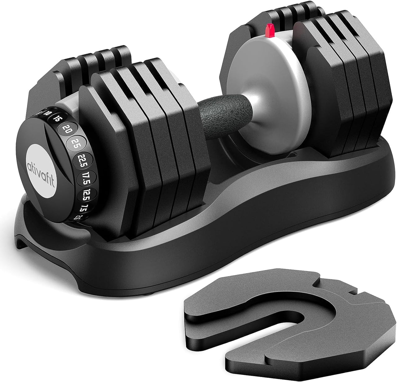Adjustable Dumbbell Set 10-in-1 | Quick Dial 12.5KG/20KG/25KG Weights with Safety Lock | Anti-Slip Handle Strength Training for Home Gym & Workouts | Space-Saving Fitness Solution