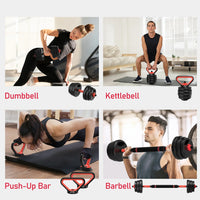 3-in-1 Adjustable Dumbbell & Barbell Set (20KG) – Full Body Home Gym System with Plastic-Coated Weight Plates