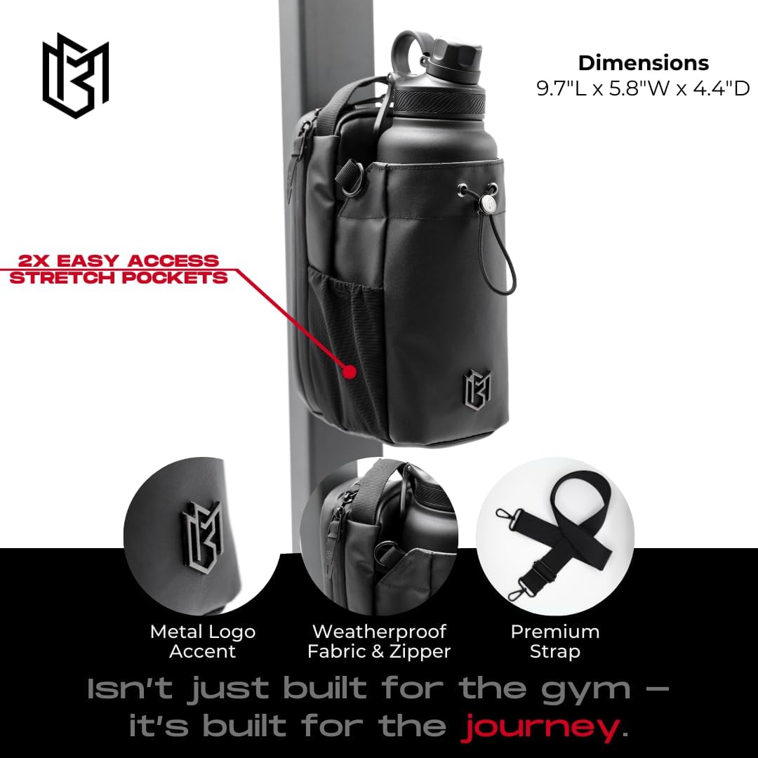 Magnetic Sling Bottle Bag – Hands-Free Gym Bag That Snaps to Metal Surfaces (Black)