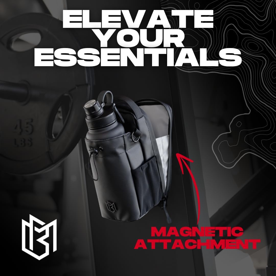 Magnetic Sling Bottle Bag – Hands-Free Gym Bag That Snaps to Metal Surfaces (Black)