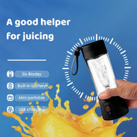 Portable USB Blender – 6-Blade Mini Smoothie Maker for Travel, Gym & Office (380ml, Black)