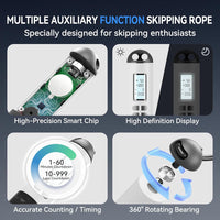 Cordless Smart Jump Rope – Ropeless, Tangle-Free, Weighted | Digital Counter for Fast Workouts | Bonus Rope + Storage Bag