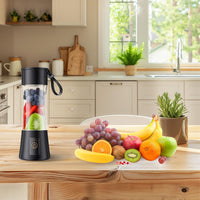 Portable USB Blender – 6-Blade Mini Smoothie Maker for Travel, Gym & Office (380ml, Black)