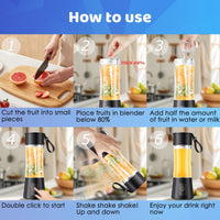 Portable USB Blender – 6-Blade Mini Smoothie Maker for Travel, Gym & Office (380ml, Black)