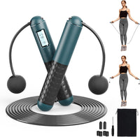 Cordless Smart Jump Rope – Ropeless, Tangle-Free, Weighted | Digital Counter for Fast Workouts | Bonus Rope + Storage Bag