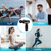 Deep Tissue Massage Gun – Quiet Percussion Massager with 30 Speeds & LCD Touchscreen, 6 Heads for Neck, Back & Muscle Recovery