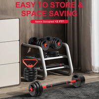 3-in-1 Adjustable Dumbbell & Barbell Set (20KG) – Full Body Home Gym System with Plastic-Coated Weight Plates