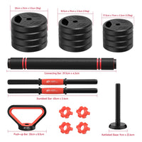 3-in-1 Adjustable Dumbbell & Barbell Set (20KG) – Full Body Home Gym System with Plastic-Coated Weight Plates