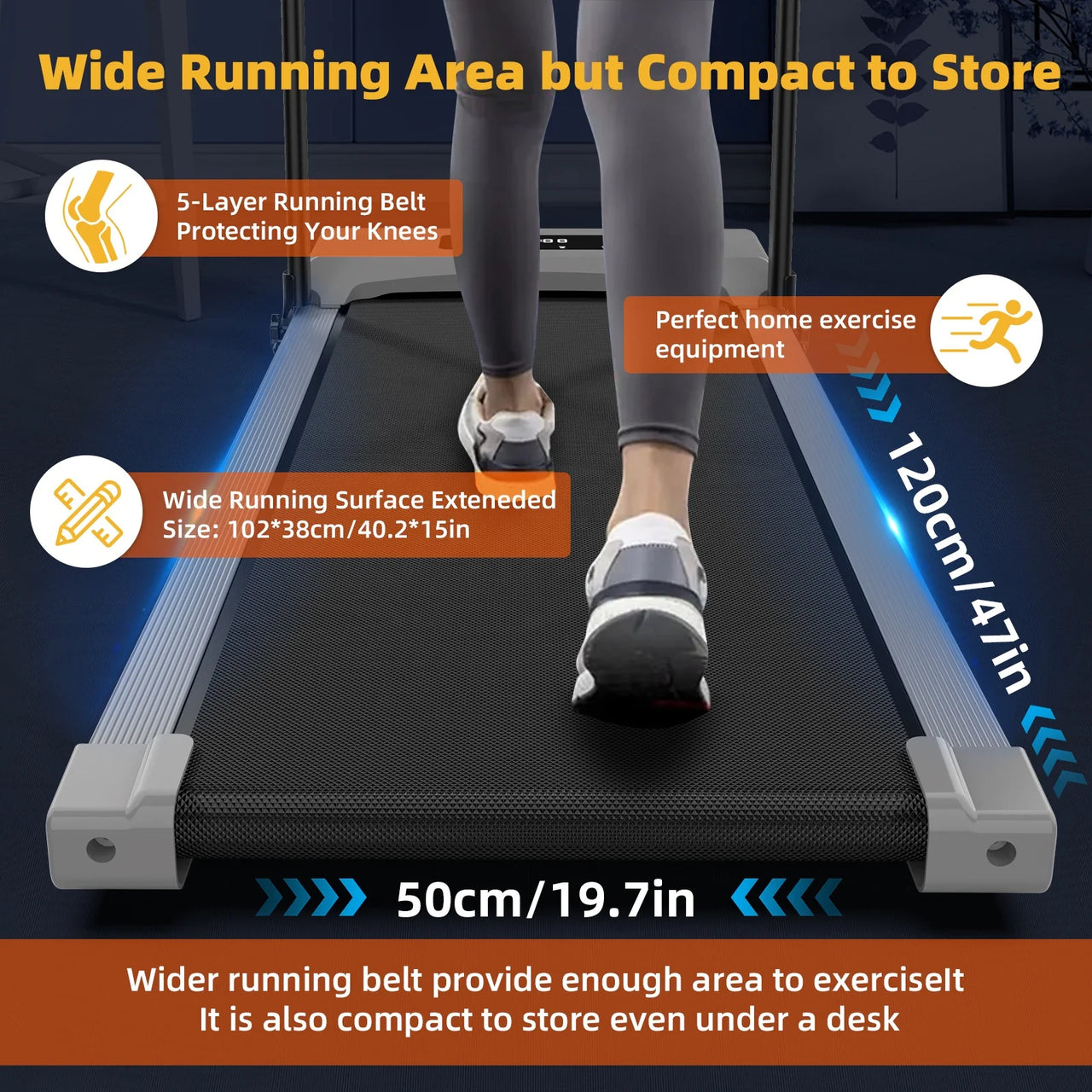Foldable Under-Desk Walking Pad Pro – Compact Curved Treadmill with Remote Control for Effortless Home Workouts