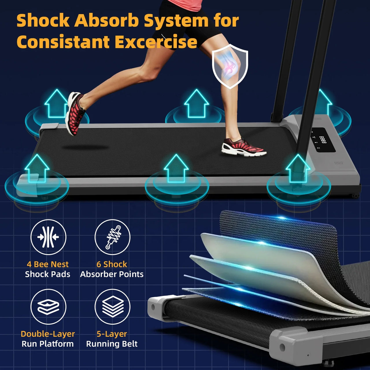 Foldable Under-Desk Walking Pad Pro – Compact Curved Treadmill with Remote Control for Effortless Home Workouts