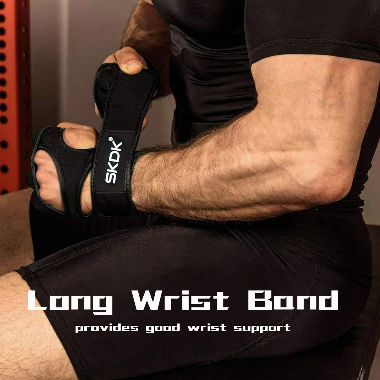 SKDK Weightlifting Gloves with Wrist Wraps – Full Palm Silicone Grip & Support for Safe & Powerful Home Workouts