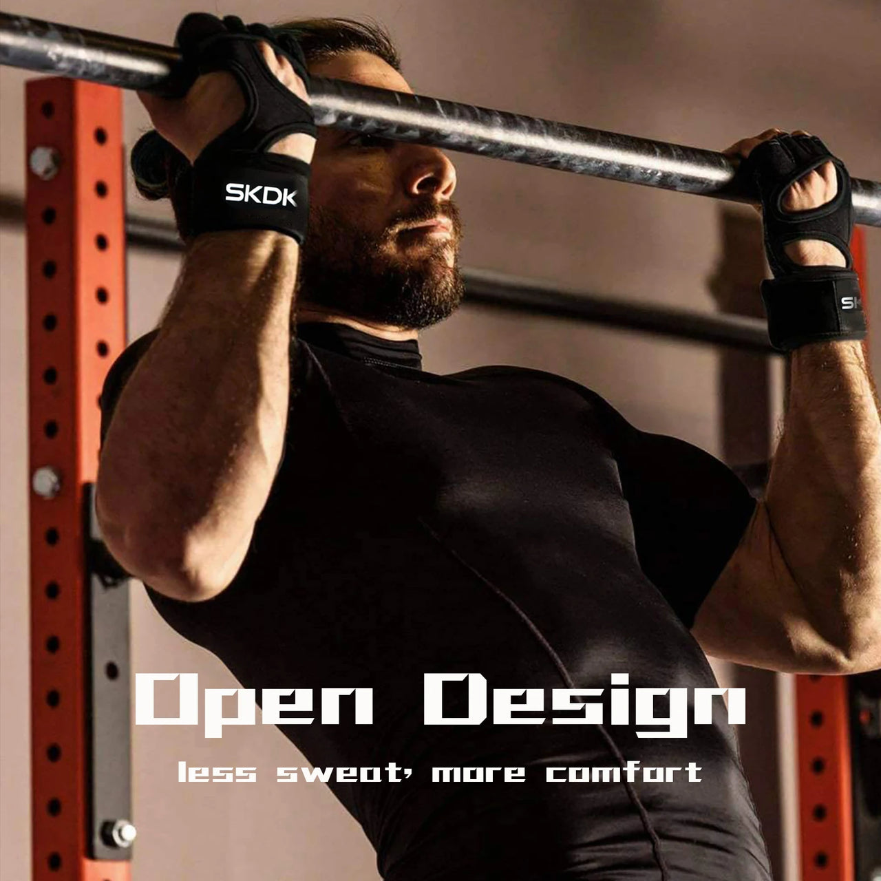 SKDK Weightlifting Gloves with Wrist Wraps – Full Palm Silicone Grip & Support for Safe & Powerful Home Workouts