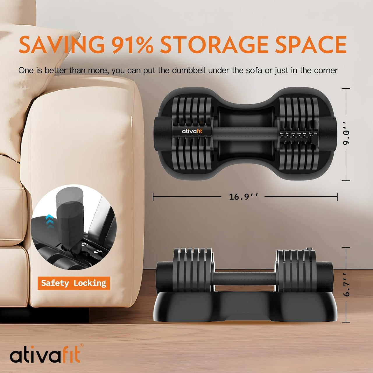 Adjustable Dumbbell Set 10-in-1 | Quick Dial 12.5KG/20KG/25KG Weights with Safety Lock | Anti-Slip Handle Strength Training for Home Gym & Workouts | Space-Saving Fitness Solution