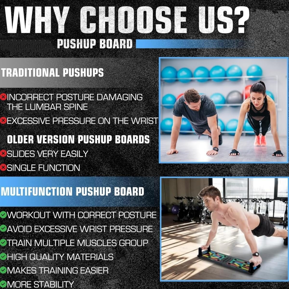 Push-Up Board – Foldable Multi-Function 12-in-1 Workout System for Full-Body Training at Home (Men & Women)